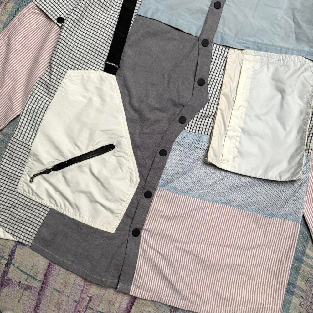 Custom Upcycled Patchwork Utility Shirt Jacket | One-of-One Reworked Overshirt - Picture 4 of 8